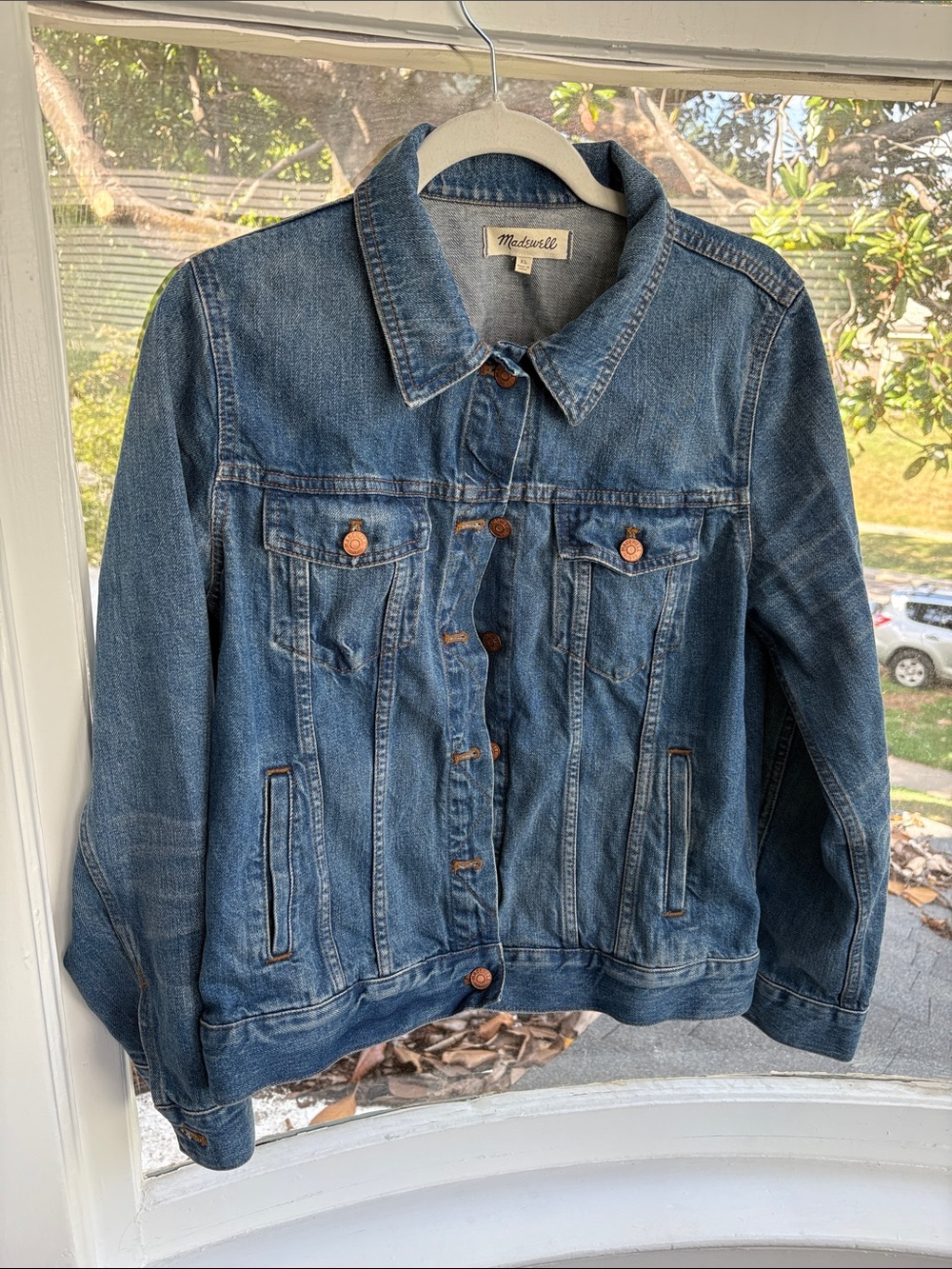 Madewell Blue Denim Jacket with Copper Buttons-XL